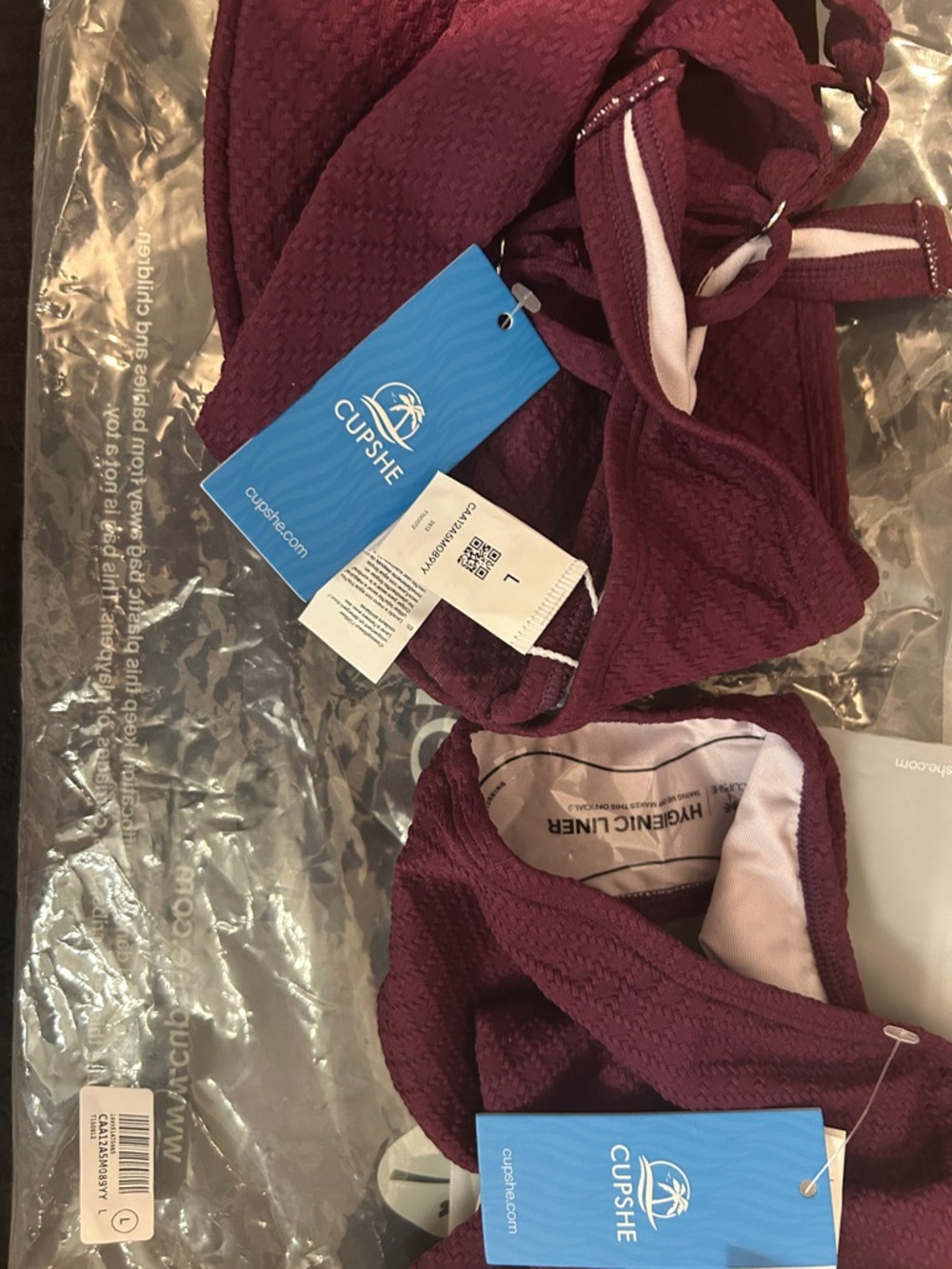 Cupshe Dark Plum Textured Underwire Bikini Set - Picture 6 of 6